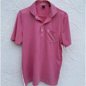 G/Force Mens Simple Collared Stripe Polo Shirt Red Sz Small